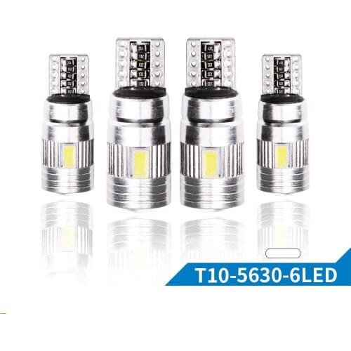 DHL 200Pcs T10 W5W White License Plate Bulb Brake Parking Turn Signal Trunk Led Auto Car CANBUS Error Free 5630 6SMD Dome Lamp