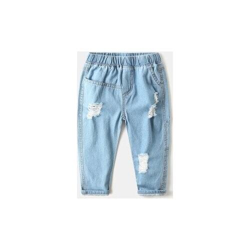 Baby Boys and Girls Denim Jeans Childrens Clothing Kids Broken Hole Pants Baby Jeans Baby Clothes Toddler Casual Trousers Jeans