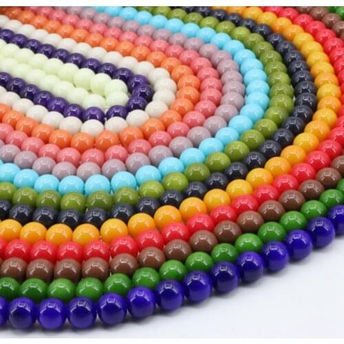 Elegant 15 color baking paint glass round 8mm loose spacers accessories beads for women accessories spacers jewelry 15inch B3248