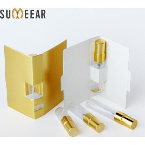 20Pieces/Lot 2ml 3ML 5ml Spray Perfume Bottle with Paper Card Sample Refillable Perfume Bottle can CUSTOM Logo