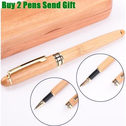 Hot Selling Nice Quality Pure Wood Brand Roller Ballpoint Pen Office Business Men Signature Writing Pen Buy 2 Pens Send Gift