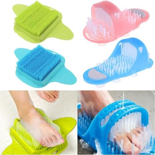 HOT Plastic Bath Shower Foot Brush Scrubber Bath Shoe Feet Massage Slippers Brush Scrub Exfoliating Spa Shower Remove Dead Skin
