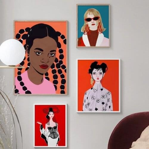 Hd Home Decoration Canvas Fashion Girl Painting Sunglasses Picture Wall Art Print Retro Modular No Frame Poster For Living Room