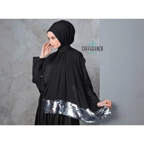 Hijab Scarf With Sequin Fashion Haute Couture Turkey Abaya Muslim Women Head Turbans Fashion Shawls Foulard Hand Made Hot Sale