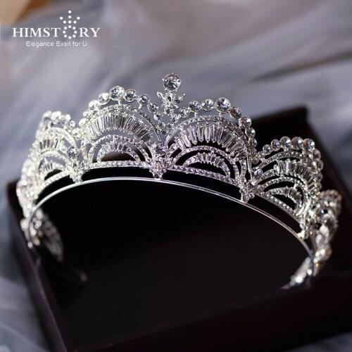 HIMSTORY Luxury Crystal Rhinestones Royal Princess Bridal Tiaras Crown Pageant Crowns Bride Headbands Wedding Hair Accessories