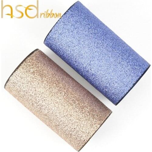 HSDRibbon 75MM 3 inch Solid Gold Rose and Holographic Navy Glitter Grosgrain Ribbon