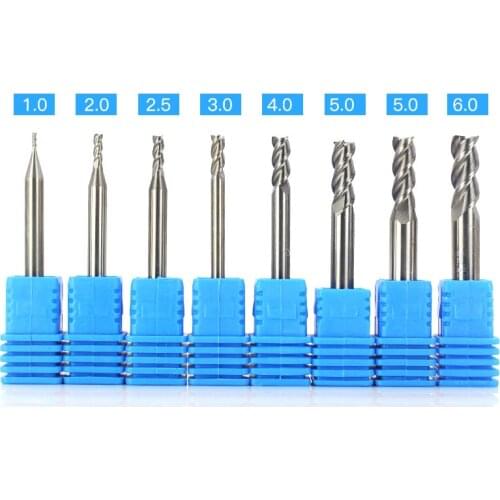 Shank 6mm D6*18*D6*50*2F Solid Carbide End Mills 45HRC 2 Flutes Aluminium 45 Deg Endmill Uncoated Polished