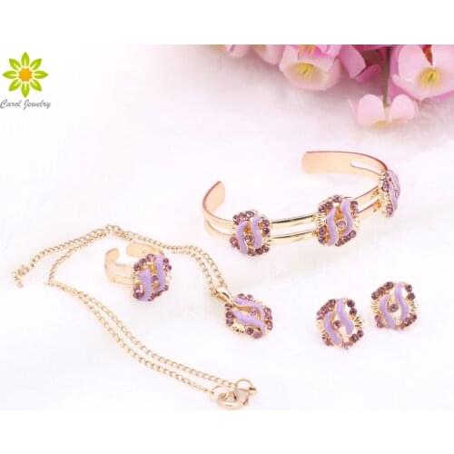 Best Gift Gold Color Necklace Earring Set /Childrens Gift Jewelry For Kid Baby 4Color