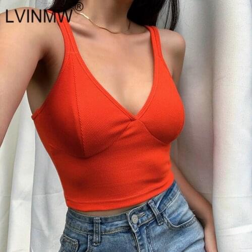 LVINMW Sexy Sleeveless Bandage Backless V Neck Crop Top 2020 Summer Women Patchwork Fashion Slim Chic Tank Tops Streetwear