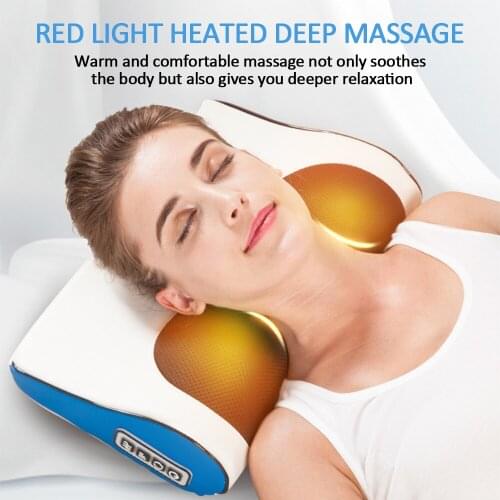 Multi-Functional Neck Cushions Massager Kneading Therapy Back Waist Shoulder 16 Heads Constant Temperature Heating Hot Compress