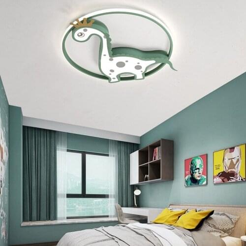Cartoon Creative Childrens Room Ceiling Lamp Modern Minimalist Boy and Girl Round Dinosaur Bedroom Lighting LED Lamps