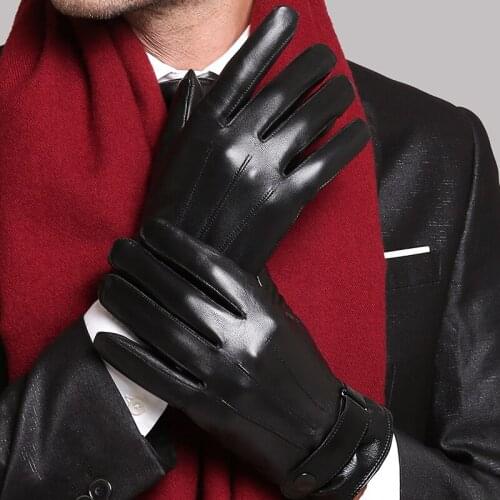 Sannian Touch Screen Men And Women Gloves Winter Leather Gloves Plus Velvet Thickened Warmth Windproof Waterproof Riding Gloves
