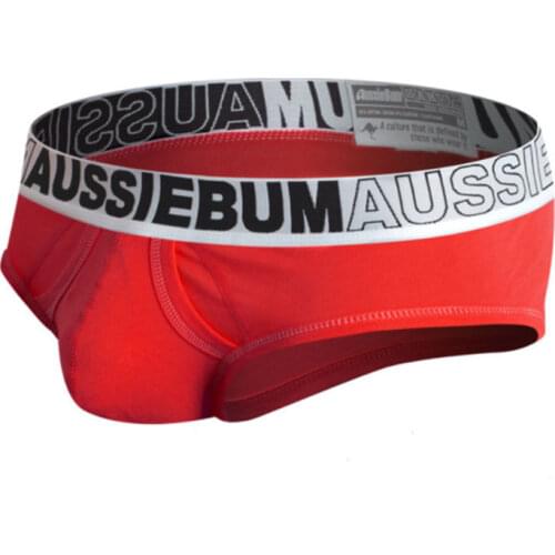 AUSSIEBUM mens briefs fashion breathable cotton sweat absorption briefs pocket style Jockstrap