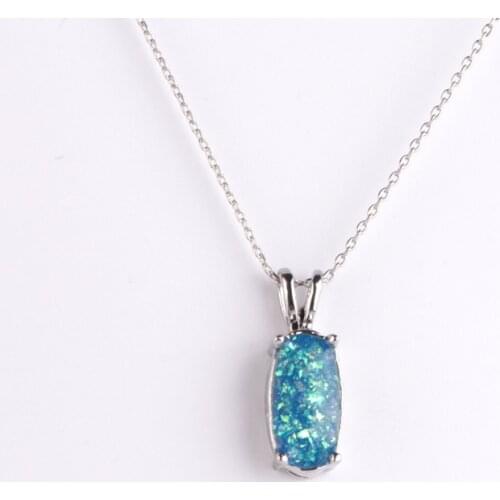 New Style Classic Oval Mysterious Ocean Blue Zinc Alloy Pendant Necklaces For Women Engagement Banquet Party Jewelry Gifts