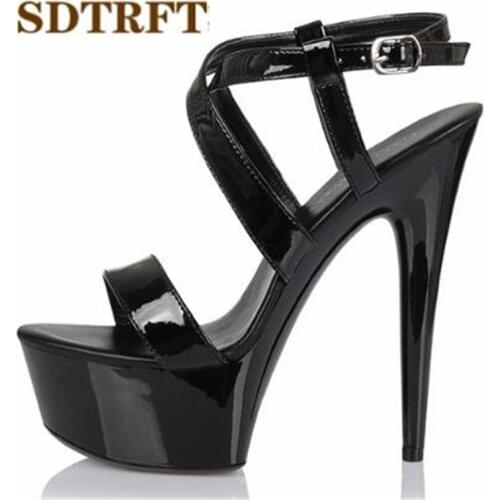 SDTRFT Plus:34-45 46 SUMMER 2021 Stilettos zapatos mujer Ankle-Wrap sandals 15cm thin heels platform shoes woman wedding pumps
