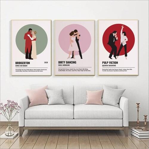 Modern Funny Pulp Fiction Art Posters Nordic Classic Movie Posters Abstract Minimalist Canvas Painting Dancing Wall Art Pictures