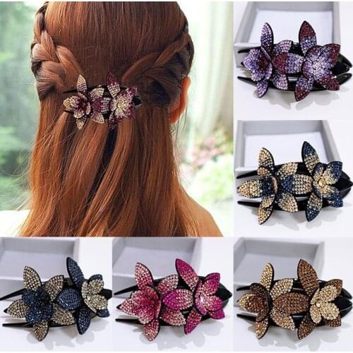 Rhinestone Hairpin Flower Duckbill Hair Claws Retro Hair Clips Accessories For Women Shinning Ponytail Headwear Fashion Crystal