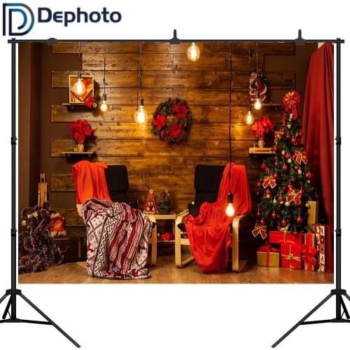 Dephoto Wooden Boards Wall Christmas Wreath Scene Photography Backgrounds Vinyl New Year Home Decoration Photo Studio Backdrops