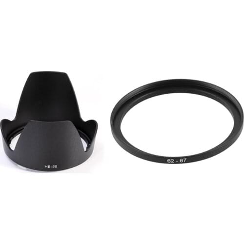 Camera Replacement Metal 62mm-67mm Step Up Filter Ring Adapter & Hb50 Bayonet Lens Hood for Nikon Af-S Nikkor 28-300mm
