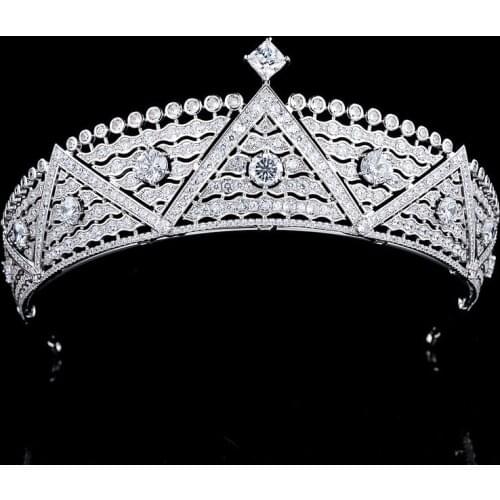 PEORCHID Luxurious Rhinestone Tiara And Crowns Princess Bridal Diamond Headpiece Wedding Hair Jewelry Woman Accessories