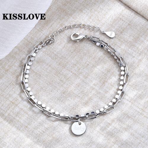 KISSLOVE Trendy Round Bead Lucky Letter Bracelets & Bangles Adjustable Bracelet Women Fashion Jewelry Accessories Wedding