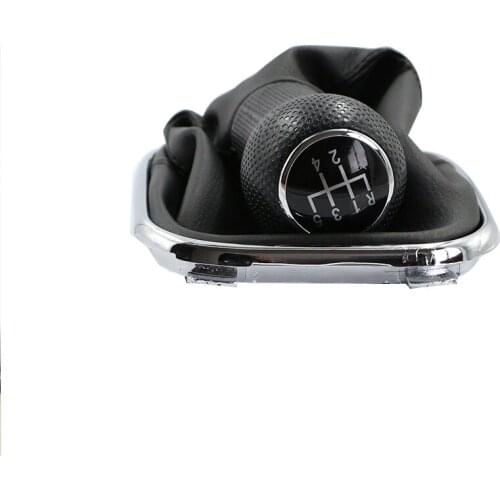 1 Piece 5 Speed Pu Leather Gear Head Shift Knob with Dust Cover for Vw Golf 6 Jetta 5 MK6 2004 - 2015 Car Parts