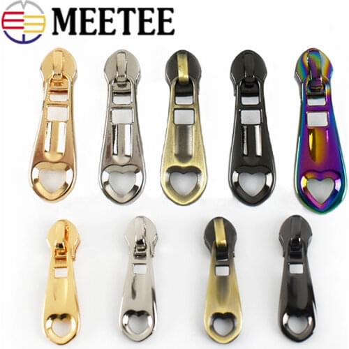 20pcs Meetee Heart Zipper Sliders for 3# 5# Nylon Zipper Clothing Wallet Pocket Zipper Head Bag Zip Repair Kits DIY Accessories