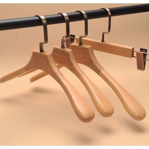 10 pcs/lot Quality Beech Wood Hangers Luxury Lengthened Hanger Broad Shoulder Wooden Hangers for Coat Dress Suit Wood Pant rack
