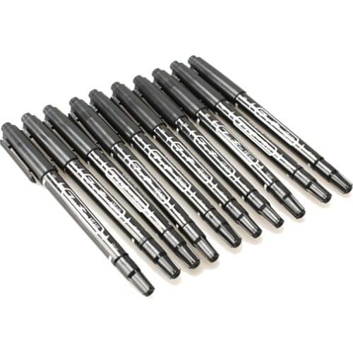 10PCS Fine Dual Heads Marking Pen Marker Waterproofink Thin Nib Black