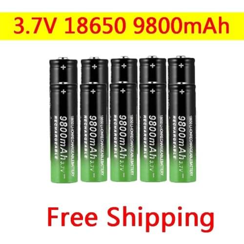 18650 Battery High Quality 9800mAh 3.7V 18650 Li-ion batteries Rechargeable Battery For Flashlight Torch + Free shipping