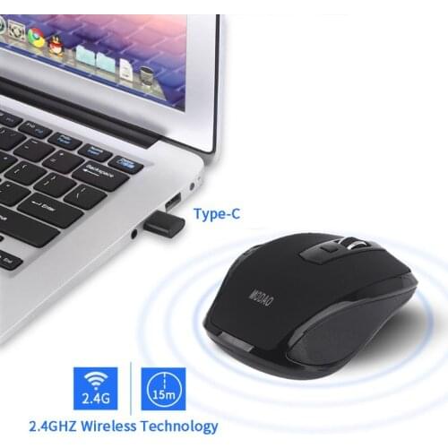2.4GHz Type-C Wireless Mouse Ergonomic Mouse Adjustable 800/1200/1600 DPI for Macbook Laptop