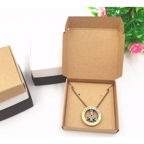 50set Kraft Brown Paper Earring/Necklace Displays Boxes 6*6*1.5cm Jewelry Pendant/accessory Carrying Cases/Packing Box