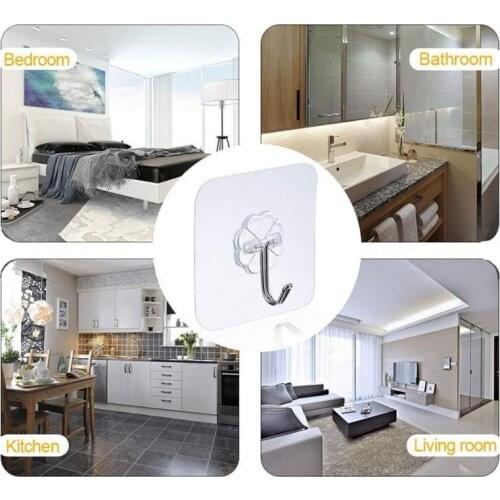 6PCS Seamless Hooks Strong Transparent Suction Cup Sucker Wall Hooks Hanger Punch-free Strong Adhesive For Kitchen Bathroom