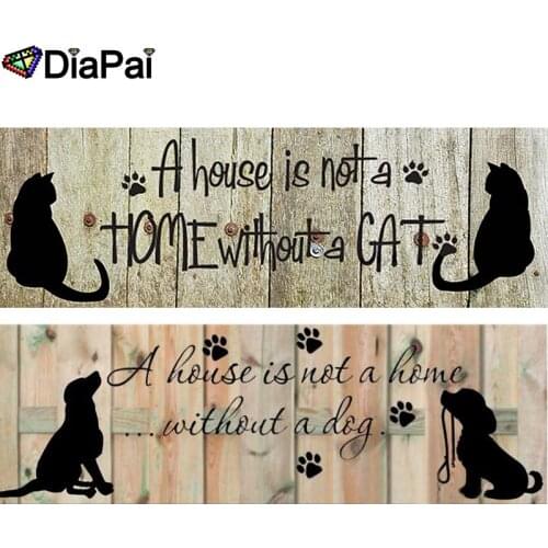 DIAPAI 5D DIY Diamond Painting 100% Full Square/Round Drill "Cat Dog Home" 3D Embroidery Cross Stitch Home Decor