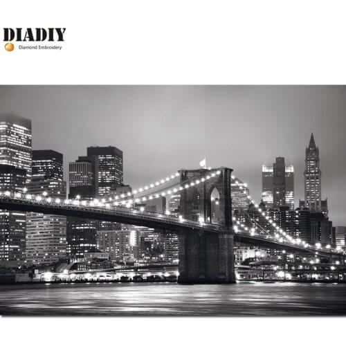 DIADIY Round Diamond Embroidery,New York Bridge Full,5D,DIY Diamond Painting,Cross Stitch,3D,Diamond Mosaic,Decor