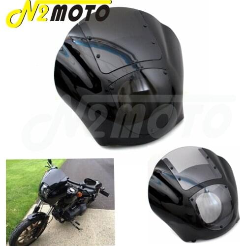 Smoke Steel+Plastic Quarter Headlight Fairing Windshield For Harley XL Iron 883 XL883N FXR Dyna Street Fat Bob W/ Mounting Clamp