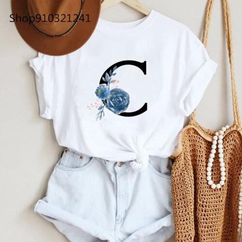 New Summer Womens T-shirt Short Sleeve C Monogram with Flower Harajuku Print T-shirt Couple Y2k TopS Graphic Tees Dropshipping