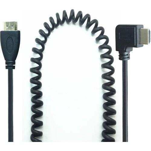 HDTV Right & Left Angle to HDMI-compatible 90 Degree male to male stretch Spring Curl Flexible Cable V1.4 DSLR 0.5M/1.5M