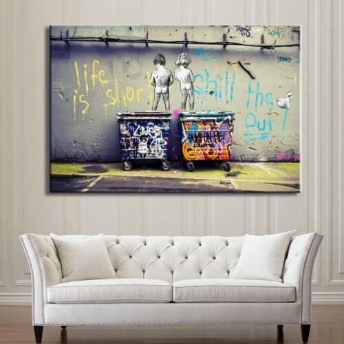 Banksy Graffiti Art Abstract Canvas Painting Posters and Prints "Life Is Short Chill The Duck Out" Wall Canvas Art Home Decor