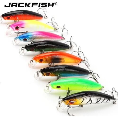 JACKFISH 8pcs/lot 5.8cm/7g Minnow Fishing Lure 3D Eyes hard Fishing Lures with hooks Artificial Fishing Bait fishing tackle