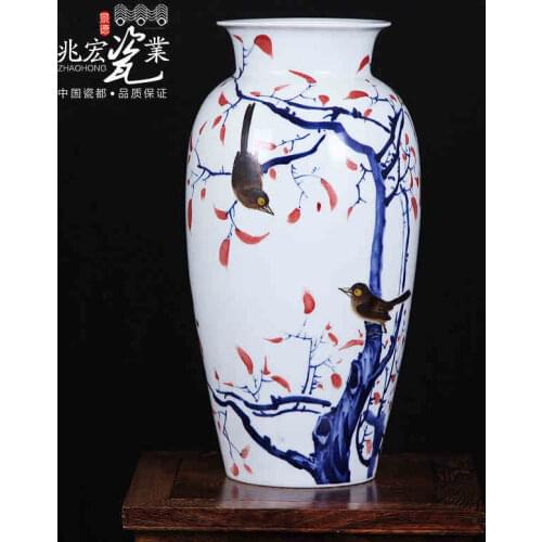 Jingdezhen ceramics hand-painted vases high-end custom inscription decoration craft ornaments business gifts Home Furnishing liv