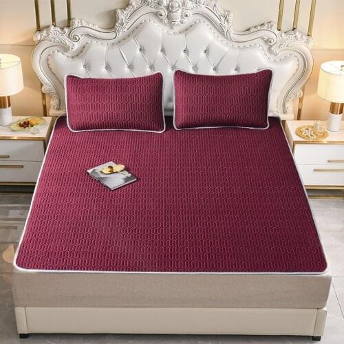 3Pcs Bed Mat with Pillowcase Summer Cooling Bed Sheet Sleeping Mat Foldable Pad Soft Bedspread Mattress Protector Bedding Sets