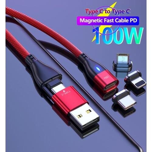 1.8M PD 100W Magnetic USB Cable Fast Charging Type C Cable Micro Charge Data Cable Type-C to Type C Fast Cable USB Cord For ios