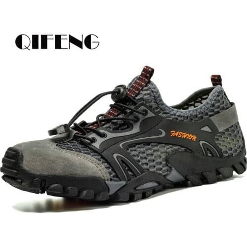 2021 Casual Shoes Men Breathable Mesh Trekking Footwear,Spring Summer Climbing Shoes Male Black Outdoor Sport Walking Shoe Water