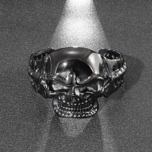 Mens Vintage Gothic Huge Heavy Metal Skull Punk Open Bracelet Bangles Rock Party Biker Jewelry