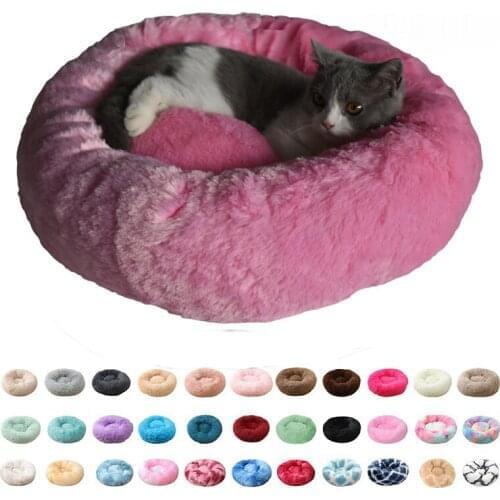 Super Soft Dog Bed Kennel Round Bed Sofa Cushion Cat Warm Sleeping Bag Long Plush Large Puppy Cushion Mat Portable Cat Bed