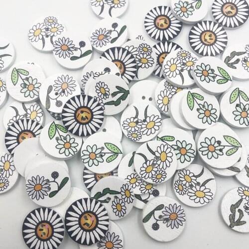 New 50pcs SunFlowers Wood Buttons 20mm Sewing Craft Mix Lots Wholesales WB719