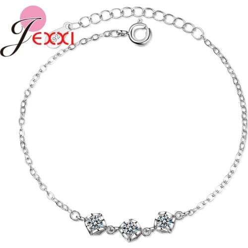 New Design Elegant Women 925 Sterling Silver Chain CZ Cubic Zircon Bracelets Daily Jewelry For Girls Korean Style Bijoux Femme