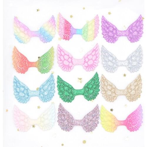 Wholesale 100Pcs 50*33mm Bling Iridescence Angel Wing Appliques Cupid Wing Fairy Wing for DIY Toy Headwear Bow Tie Ornament H43