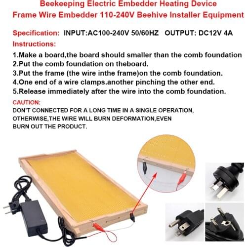 Beekeeping Beehive Frame Electric Embedder Heating Device Frame Wire Embedder 110-240V Beehive Installer Equipment